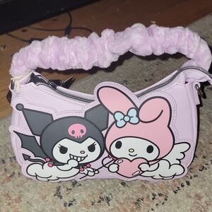 Loungefly Pastel Pink and Black Character Shoulder Bag